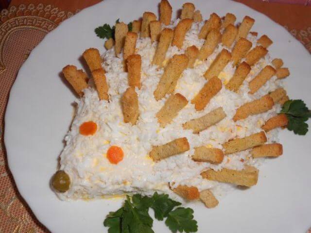 “Hedgehog” Salad with Dry Bread Crumbs Photo 1 “Hedgehog” Salad with Dry Bread Crumbs Photo 1
