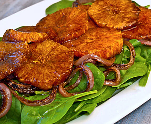 Oranges, Caramelized Red Onions and Baby Spinach in Balsamic Vinaigrette Photo 1 Oranges, Caramelized Red Onions and Baby Spinach in Balsamic Vinaigrette Photo 1