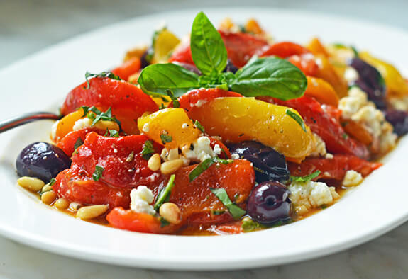 Roasted Pepper Salad with Feta, Pine Nuts & Basil Photo 1 Roasted Pepper Salad with Feta, Pine Nuts & Basil Photo 1
