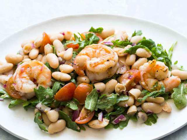 Shrimp, Arugula, White Bean and Cherry Tomato Salad Photo 1 Shrimp, Arugula, White Bean and Cherry Tomato Salad Photo 1