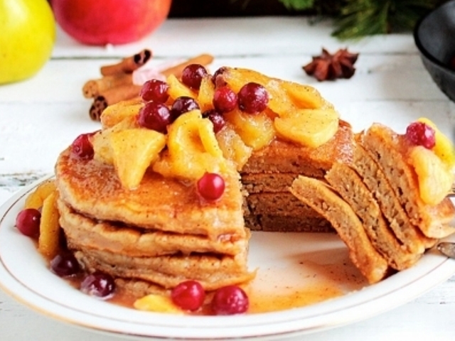 Pancakes with Candy Apples and Cranberry Photo 1 Pancakes with Candy Apples and Cranberry Photo 1