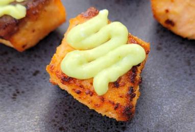 Air Fryer Spicy Salmon Bites with Avocado Lime Sauce Photo 1