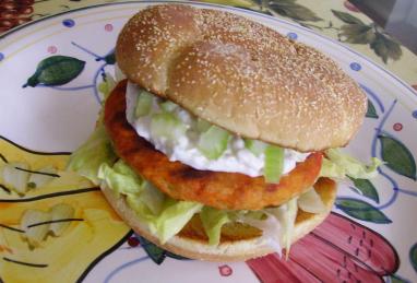 Buffalo Chicken Burgers with Blue Cheese Dressing Photo 1