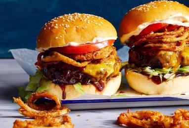 Copycat Red Robin Whiskey River BBQ Burger with Onion Straws Photo 1