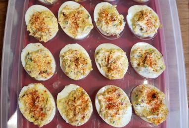 Garlic, Basil, and Bacon Deviled Eggs Photo 1