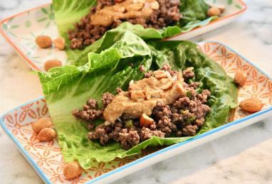 Spicy Ground Beef Cabbage Wraps with Peanut Sauce Photo 1