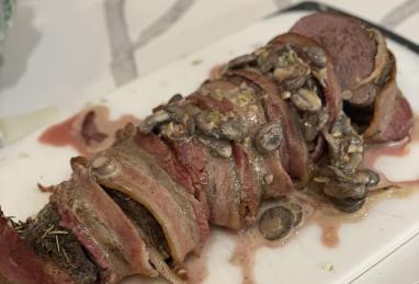 Bacon-Wrapped Venison Tenderloin with Garlic Cream Sauce Photo 1