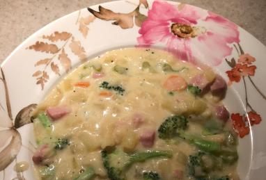 Potato, Ham, Broccoli, and Cheese Soup with Baby Dumplings Photo 1