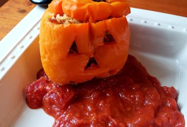 Jack-o'-Lantern Stuffed Peppers Photo 1