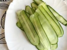 Healthy Appetizer - Cucumber Rolls with Curd Cheese and Salmon Photo 2