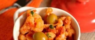 Cauliflower with Olives under Tomato Sauce Photo