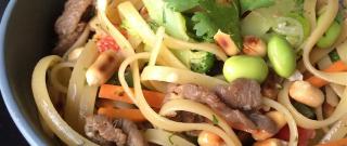 Asian Pasta Salad with Beef, Broccoli and Bean Sprouts Photo