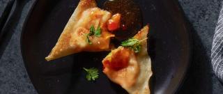 Sweet Potato Dumplings with Peach-Thai Chili Sauce Photo