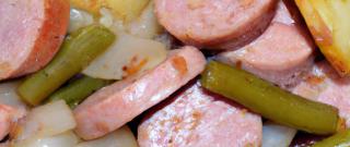 Grilled Sausage with Potatoes and Green Beans Photo