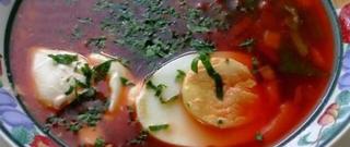 Vegetarian Soup with Spinach and Beetroot Photo