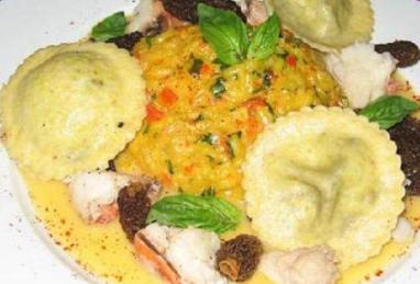 Saffron Risotto and Lobster with Lemon-Caviar Ravioli Photo 1