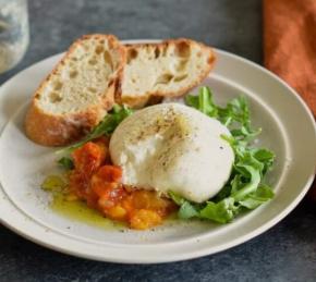 Burrata with Tomato Peach Jam Photo