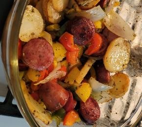 Sausage, Peppers, Onions, and Potato Bake Photo