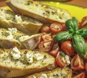 Adygei Cheese Toast with Roasted Cherry Tomatoes Photo