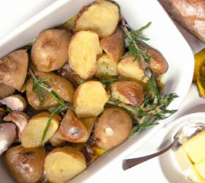 Rustic Baked Potatoes with Crusty Garlic Bread Photo