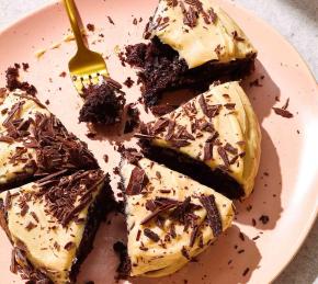 Air Fryer Mini Dark Chocolate Cake with Brown Butter Frosting Photo