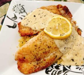 Tilapia with Lemon-Boursin Cream Sauce Photo