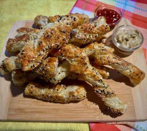 Savory Puff Pastry Twists with Parmesan and Everything Seasoning Photo