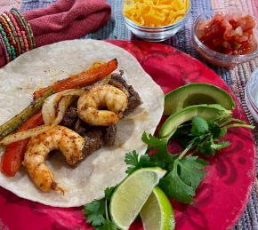 Sheet Pan Steak and Shrimp Fajitas Photo