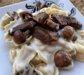 Steak and Mushroom Tortellini Alfredo Photo