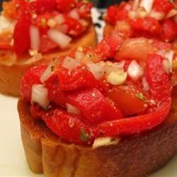 Bruschetta with Roasted Sweet Red Peppers Photo