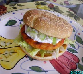 Buffalo Chicken Burgers with Blue Cheese Dressing Photo