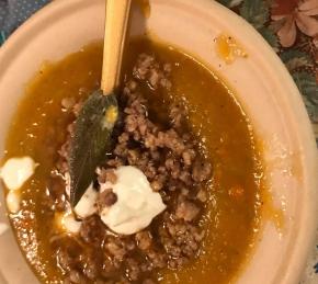 Butternut Squash Soup With Sage and Sausage Photo
