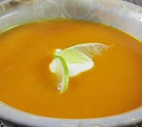 Curried Butternut Squash Soup with Lime Cream Photo