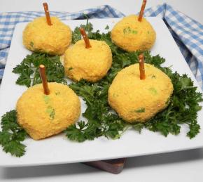 Mini Cheeseball Pumpkins with Caramelized Garlic Photo