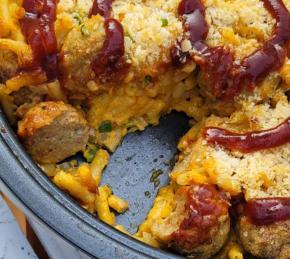 Baked Mac ‘n' Cheese with Chicken Meatballs Photo