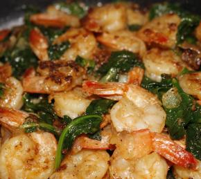 Sautéed Shrimp with Spinach Photo