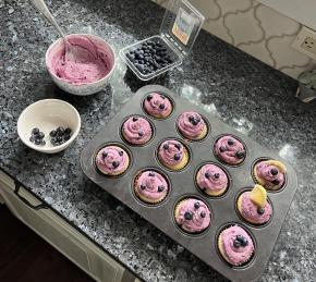 Lemon-Blueberry Cupcakes with Blueberry-Lemon Buttercream Frosting Photo