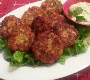 Mini Crab Cakes with Curried Tartar Sauce Photo