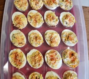 Garlic, Basil, and Bacon Deviled Eggs Photo