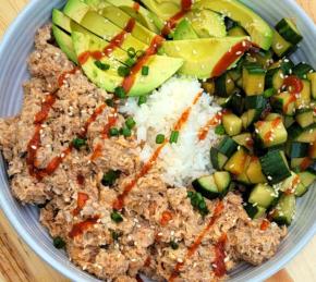 Spicy Canned Salmon Salad Rice Bowl Photo