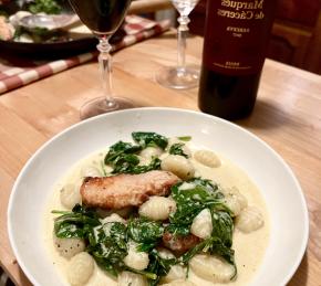 Mushroom Spinach Gnocchi with Creamy Boursin Sauce Photo