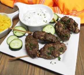 Air Fryer Beef Kofta Kabobs with Tzatziki Photo