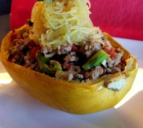 Roasted Spaghetti Squash with Ground Turkey and Vegetables Photo