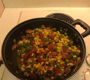 Okra, Corn and Tomatoes Photo