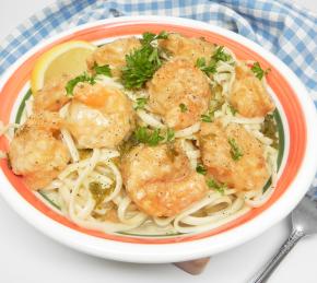 Shrimp Francese over Linguine Photo