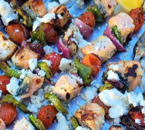 Mediterranean Grilled Salmon Kabobs Photo