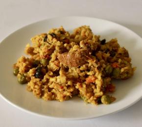 Brown Rice, Chicken, and Chorizo Paella Photo