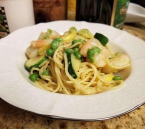 Garlicky Shrimp Primavera with Shishito Peppers Photo