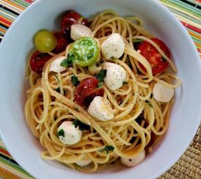 Caprese Pasta with Thai Basil Photo