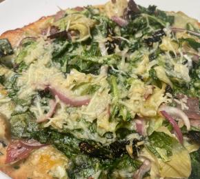 Spinach-Artichoke Garlic Naan Pizza Photo